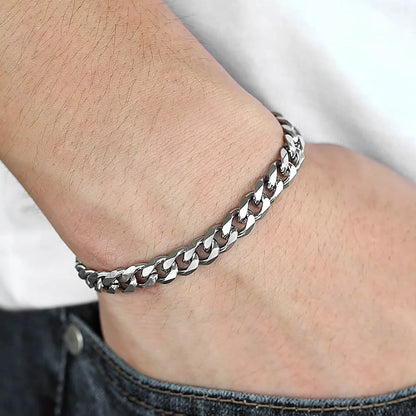 3-11mm Men's Bracelets Stainless Steel Curb Cuban Link Chain Black Gold Color Silver Color Bracelet